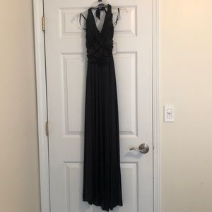 B Darlin Black Long Dress around the Neck